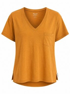 Madewell Whisper Cotton Mustard Pocket Tee Size S